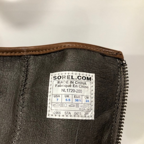 Sorel Lux Leather Wedged Boots Brown Side Zippers - Picture 12 of 16